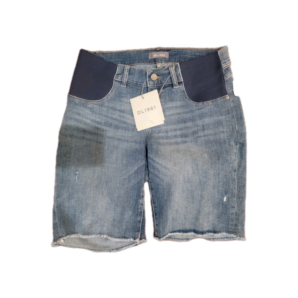DL1961 Womens Shorts Sz 26 Elastic Panel 9.5" Roll Up Denim Hooper USA Made NWT